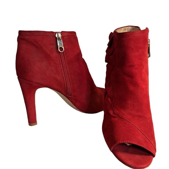 Louise et Cie Lo-Haze Red Leather Suede Ankle Bootie Boots Size 10M/40 - Picture 7 of 11